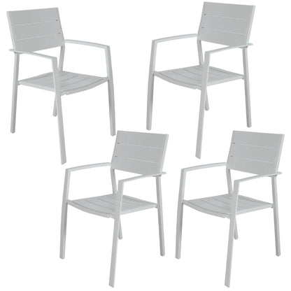 9Pc 200Cm Outdoor Trestle Dining Table Chair Set Grey/White - Gunmetal