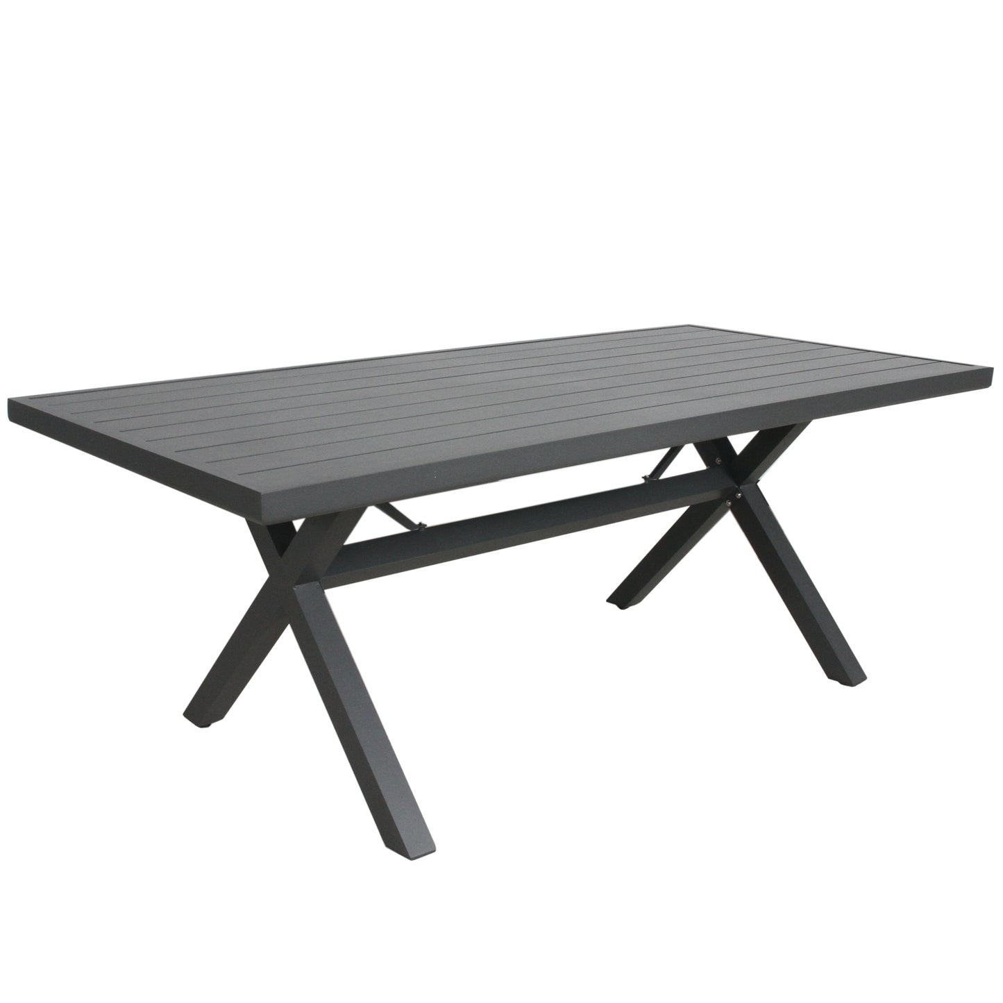 9Pc 200Cm Outdoor Trestle Dining Table Chair Set Grey/White - 8-seater