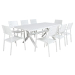 9Pc 200Cm Outdoor Trestle Dining Table Chair Set Grey/White