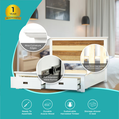 Bed Frame Queen Size Mattress Base With Storage Drawers - Multi Color