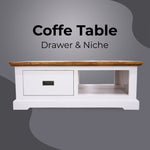 Coffee Table 120Cm 1 Drawer Solid Acacia Timber Wood - Multi Color