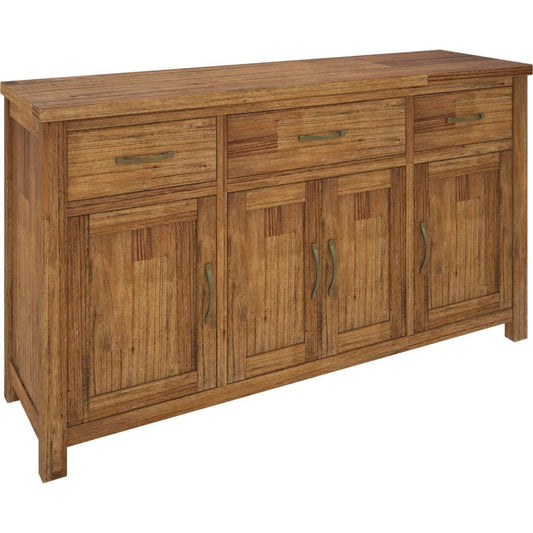 Buffet Table 161Cm 4 Door 3 Drawer Solid Mt Ash Timber Wood - Brown
