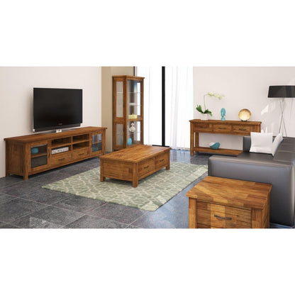 Coffee Table 120Cm 2 Drawer Solid Mt Ash Timber Wood - Brown