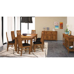 7Pc Dining Set 190Cm Table 6 Pu Seat Chair Solid Mt Ash Wood - Brown