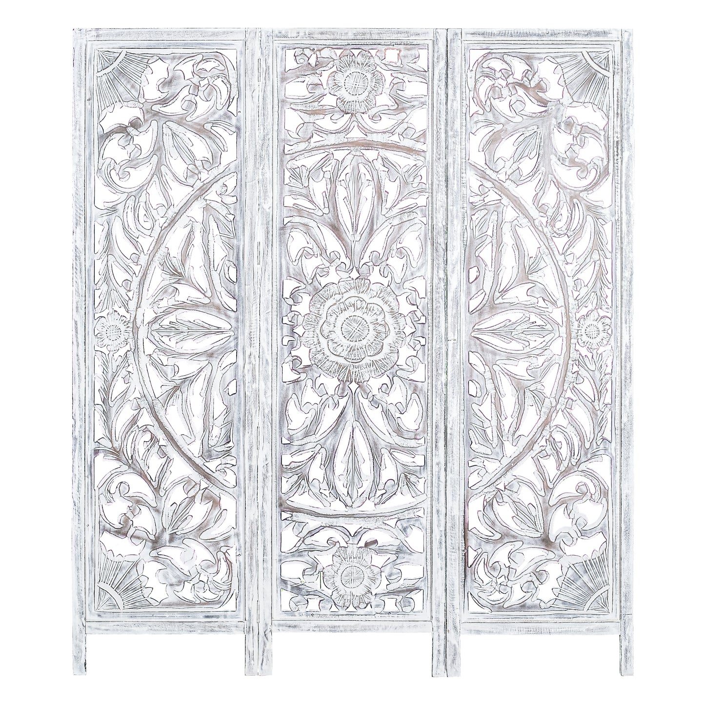 3 Panel Room Divider Screen Privacy Shoji Timber Wood Stand - White