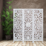 3 Panel Room Divider Screen Privacy Shoji Timber Wood Stand - White