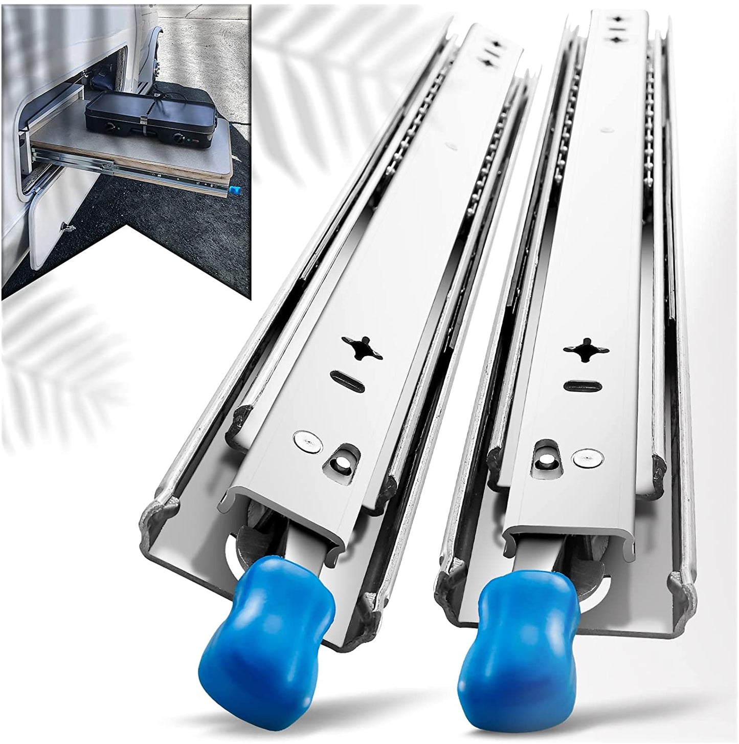 22In Pair 150Kg Heavy Duty Drawer Slides Rails Runners Locking Ball