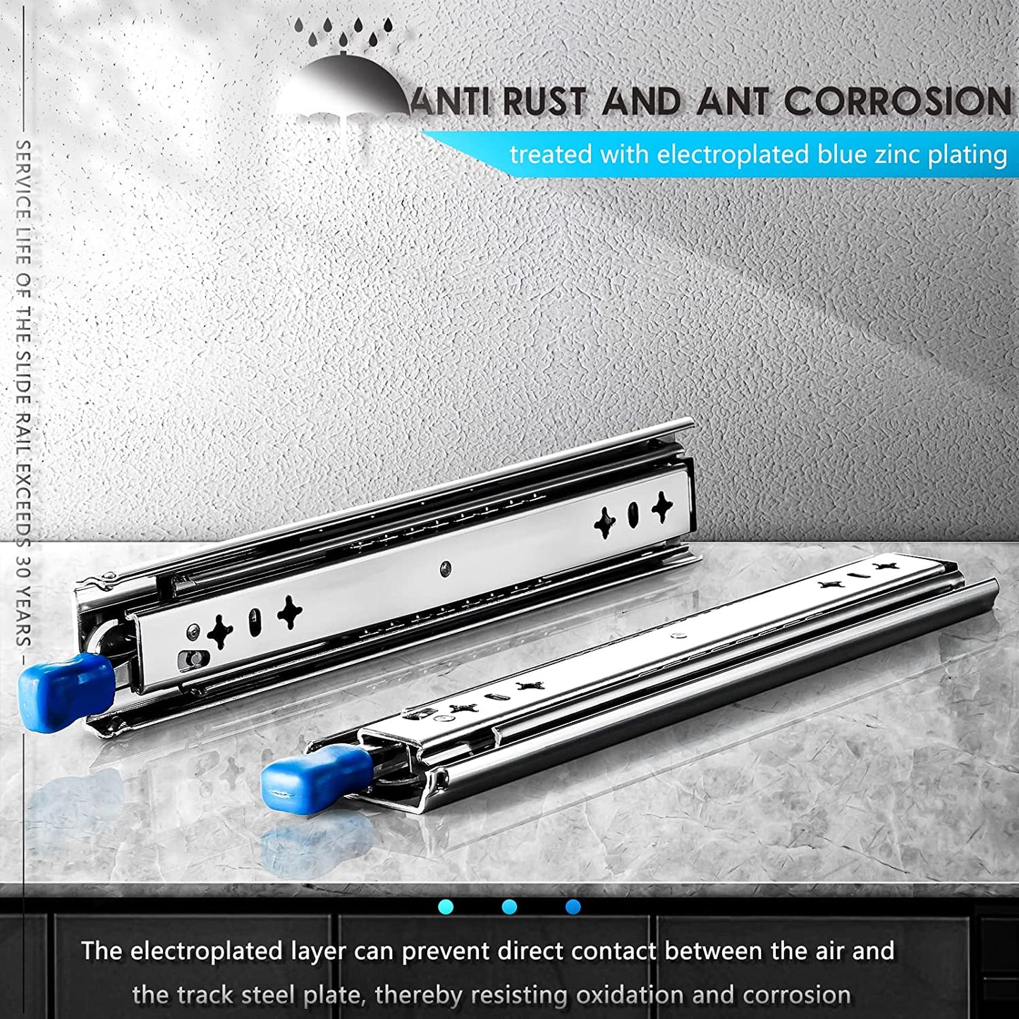 32In Pair 150Kg Heavy Duty Drawer Slides Rails Runners Locking Ball