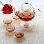 Gongfu Chinese Ceremony Tea Set - 6 Glass Cups With Infuser