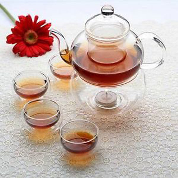  Gongfu Chinese Ceremony Tea Set - 6 Glass Cups With Infuser
