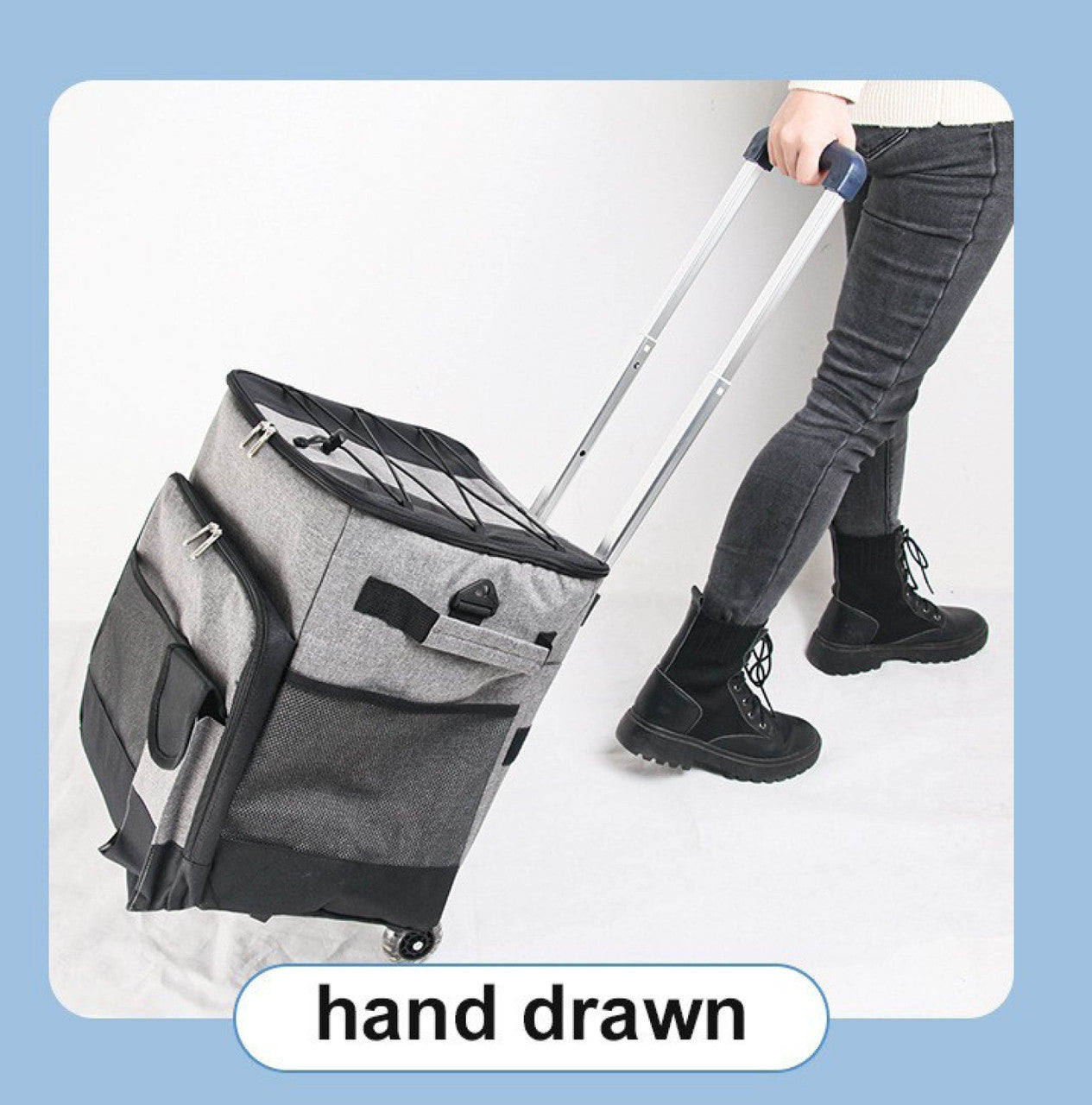 36L Trolley Cooler Picnic Bag for 60 Cans - Grey Elegance