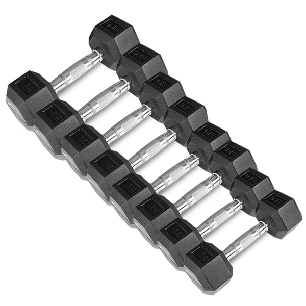  56Kg Hex Fixed Dumbbell Set (4, 6, 8, 10Kg Pairs)