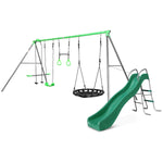 Kids Lynx 4 Station Swing Set With Slippery Slide