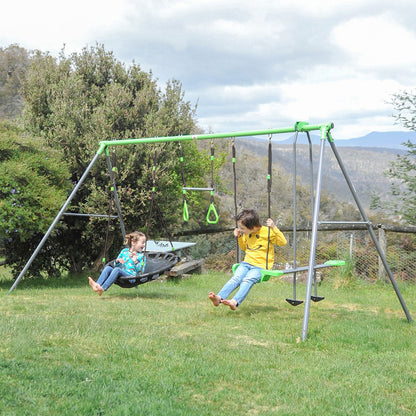 Kids Lynx 4 Station Swing Set With Slippery Slide