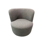 Dark Grey Fabric Upholstered Arm Chair With Rotating Metal Base