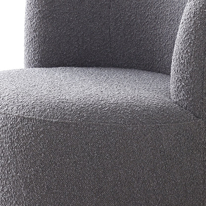 Dark Grey Fabric Upholstered Arm Chair With Rotating Metal Base