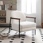 Polyester Upholstered Arm Chair With Black Metal Legs