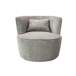 Grey Stripe Fabric Upholstered Arm Chair With Rotating Base