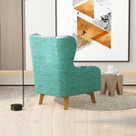 High-Back Accent Armchair - Designer Fabric Upholstery & Wooden Legs