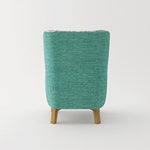 High-Back Accent Armchair - Designer Fabric Upholstery & Wooden Legs