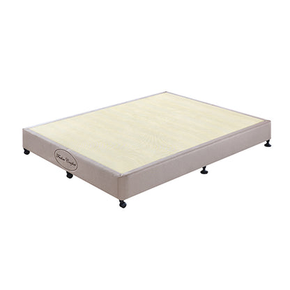 Solid Wood King Mattress Base - Beige with Removable Cover