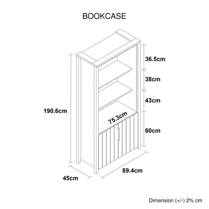 Oak-Colored Mdf Display Shelf Bookcase