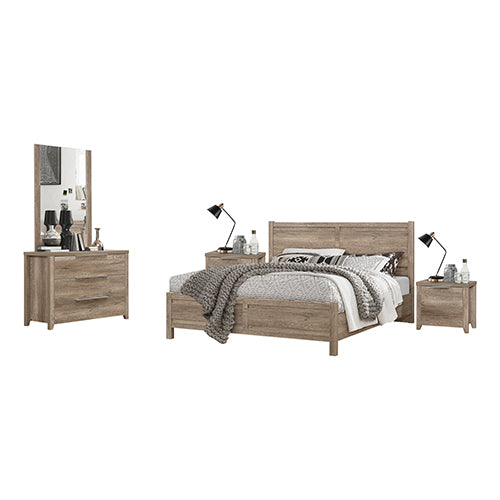  Modern 4-Piece Bedroom Suite - Natural Wood MDF, Oak