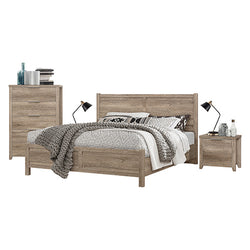 Stylish 4-Piece Bedroom Suite - MDF, Double Oak, Bed & Dresser