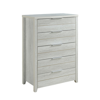 Sleek 4-Piece Bedroom Suite - MDF, Queen White Ash, Bed & Tallboy