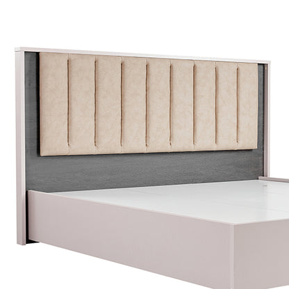Modern Queen Bedroom Suite - Champagne & Black Upholstery with Dresser