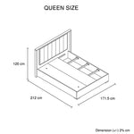 Modern Queen Bedroom Suite - Champagne & Black Upholstery with Dresser