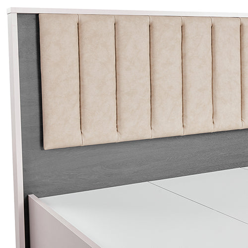 Stylish Queen Bedroom Suite - Champagne & Black Upholstery with Tallboy
