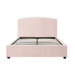 Camelia King Single Size Bed Frame Pink Velvet Upholstery High