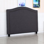 Modern Queen Size Bed Head - Charcoal Curved Linen Upholstery