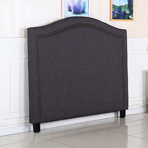 Modern Queen Size Bed Head - Charcoal Curved Linen Upholstery