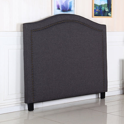 Modern Queen Size Bed Head - Charcoal Curved Linen Upholstery