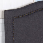 Modern Queen Size Bed Head - Charcoal Curved Linen Upholstery