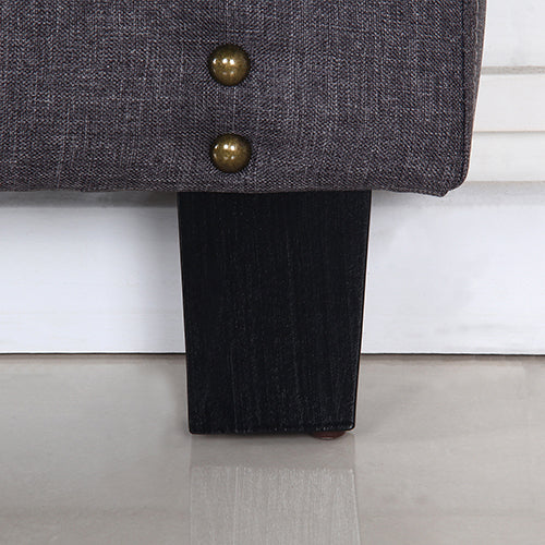 Modern Queen Size Bed Head - Charcoal Curved Linen Upholstery