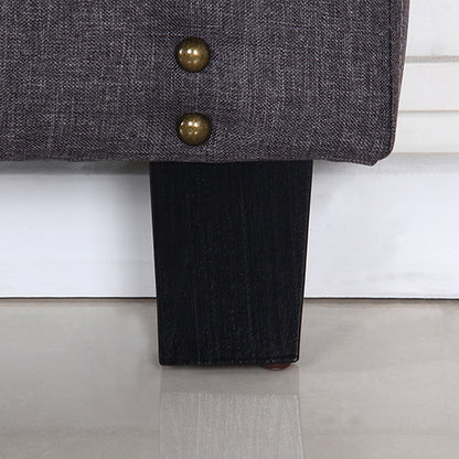 Modern Queen Size Bed Head - Charcoal Curved Linen Upholstery