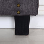 Modern Queen Size Bed Head - Charcoal Curved Linen Upholstery