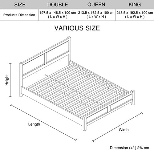 Queen Bed Frame Natural Wood like MDF in Oak Colour