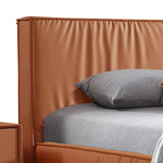 Louis Queen Bed Frame Pu Leather Kd Slat In Wooden Legs Headboard