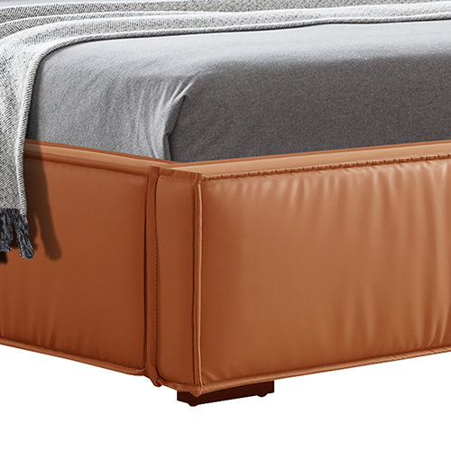 Louis Queen Bed Frame Pu Leather Kd Slat In Wooden Legs Headboard