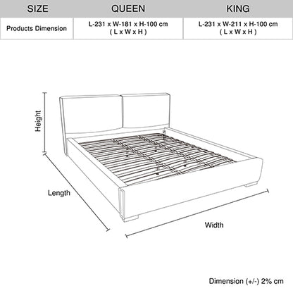 Louis Queen Bed Frame Pu Leather Kd Slat In Wooden Legs Headboard