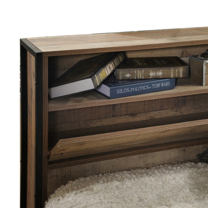 Elegant Oak Storage Bed Frame with Metal Legs