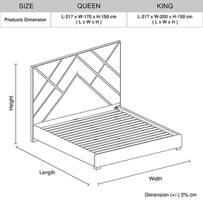 Bed Frame Fabric Padded Upholstery Queen/King