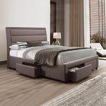 Stylish King Storage Bed with Fabric Upholstery and Drawers