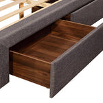 Stylish King Storage Bed with Fabric Upholstery and Drawers