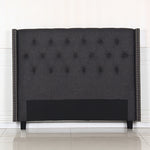 Modern Charcoal Upholstered Bed Head with Studded Buttons