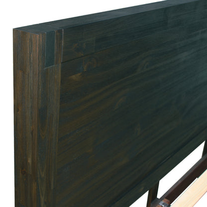 Modern Double Bed Frame in Solid Acacia Wood - Chocolate